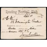 A Reading Football Club season ticket for season 1895-96,
dated 11th September 1895,