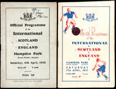 Two Scotland v England international programmes played at Hampden Park,