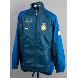 A FC Inter training jacket signed by [Brazilian] Ronaldo,
blue & black, full zip,