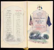 A 1999 Ryder Cup menu fully signed by the American & European golf teams,