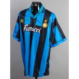 A blue & black striped FC Inter No.