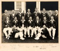 A superb large autographed photograph of the 1934 Australian touring cricket team originally owned