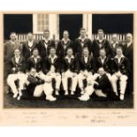 A superb large autographed photograph of the 1934 Australian touring cricket team originally owned