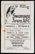 Swansea Town v Tottenham Hotspur programme 29th April 1950