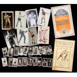 Boxing memorabilia,
13 postcards with portraits of fighters, Dempsey, Johnson, Carpentier, Wells,