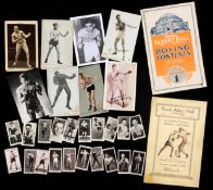 Boxing memorabilia,
13 postcards with portraits of fighters, Dempsey, Johnson, Carpentier, Wells,