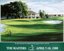 A Sandy Lyle signed 1988 Masters poster,
signed by the Scottish winning golfer in black marker pen,