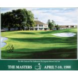 A Sandy Lyle signed 1988 Masters poster,
signed by the Scottish winning golfer in black marker pen,