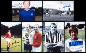 A collection of 125 signed modern photographs of footballers from the 1950s to 1980s,
6 by 4in.