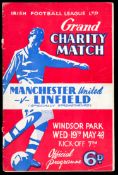 Linfield v Manchester United programme 19th May 1948,