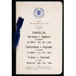 An official Football Association itinerary for the 1938 Continental Tour that commenced with the