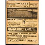 Wolverhampton Wanderers v Sunderland programme 6th March 1937,