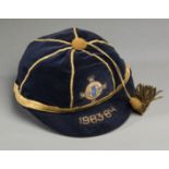 A blue Northern Ireland international cap awarded to Terry Cochrane of Gillingham in season 1983-84,