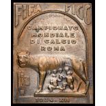 A 1934 World Cup lapel badge,
in bronze,