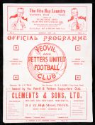 Yeovil and Petters United v Arsenal programme 24th September 1932,