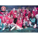 A souvenir Manchester United photographic print titled "European Champions 1999",