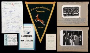 A collection of early 1960s rugby memorabilia,