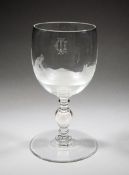 A large mid-19th century glass goblet engraved with a fine scene of links golf,