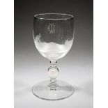 A large mid-19th century glass goblet engraved with a fine scene of links golf,