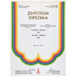 A Moscow 1980 Olympic Games Gold Medal Diploma awarded to Kersten Neisser of East Germany for
