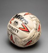 A football signed by the England team wh