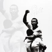 A Pele signed print on canvas,