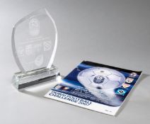 A cased glass plaque presentation for th