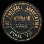 1920 F.A. Cup final steward's badge Asto