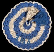 A home-made blue & white wool crochet Pr