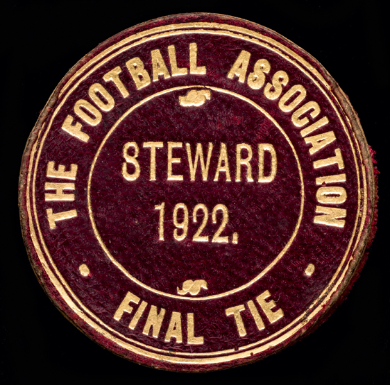 1922 F.A. Cup final steward's badge Hudd