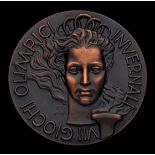 A 1956 Cortina Winter Olympic Games participant's medal,
bronze, 45mm, by C. Affer.