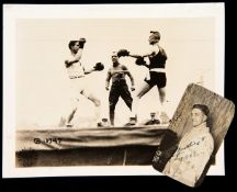 A signed photograph of the boxer George Carpentier,
signed in ink and dated 1921, 9 by 5cm.