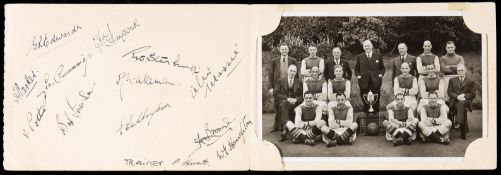 An autographed photographic presentation of the Aston Villa Football League (North) War Cup winning