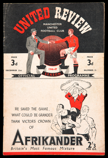 Manchester United v Bolton Wanderers programme 21st December 1946,
cover used from the issue No.