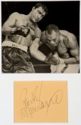 A Rocky Marciano signed picture display,