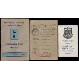 An autographed Tottenham Hotspur 1953 Continental Tour itinerary,