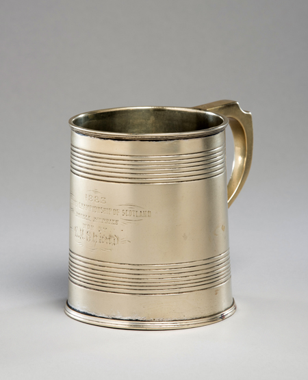 A prize tankard won at the 1883 Scottish National lawn tennis championships by E. M.