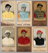 A group of six Stevengraphs of Fred Archer the jockey wearing a different owner's colours in each