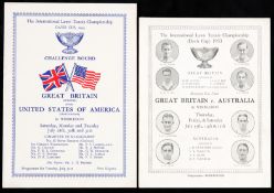 A very scarce pair of early 1930s Great Britain Davis Cup programmes plus a period and related