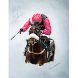 Lisa Middleton (contemporary)
BIG BUCKS WITH RUBY WALSH UP
signed by the artist and by the jockey,