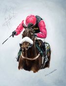 Lisa Middleton (contemporary)
BIG BUCKS WITH RUBY WALSH UP
signed by the artist and by the jockey,