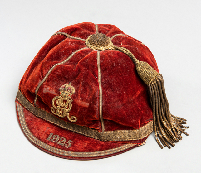 Wick Powell: a red Army international rugby cap 1925,
inscribed 1925, named inside W.C.