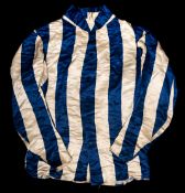 A set of Mr Meiklam's racing colours worn by Sim Templeman,
blue & white striped jacket,