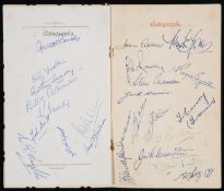 An autographed Manchester United 1951-52 Football League Championship celebration dinner menu,