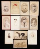 A group of ten cartes-de-visite of Victorian jockeys,
including named portraits of George Fordham,