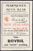 Wales v New Zealand rugby union wartime victory international programme played at Cardiff Arms Park,