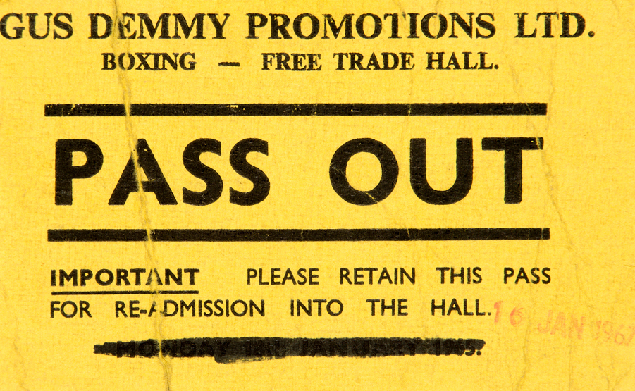 Ad admission pass for a boxing promotion at the Manchester Free Trade Hall 16th January 1967 signed - Image 4 of 4