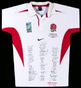 An official England Rugby limited edition World Cup 2003 Champions autographed shirt,