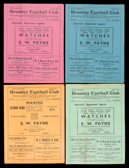 A collection of 29 Bromley home programmes,
1946-47 x 1, 1947-48 x 6, 1948-49 x 10,