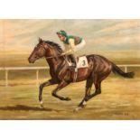 Madeline Selfe (20th century)
NIJINSKY WITH LESTER PIGGOTT UP
signed, oil on canvas, 46 by 61cm.